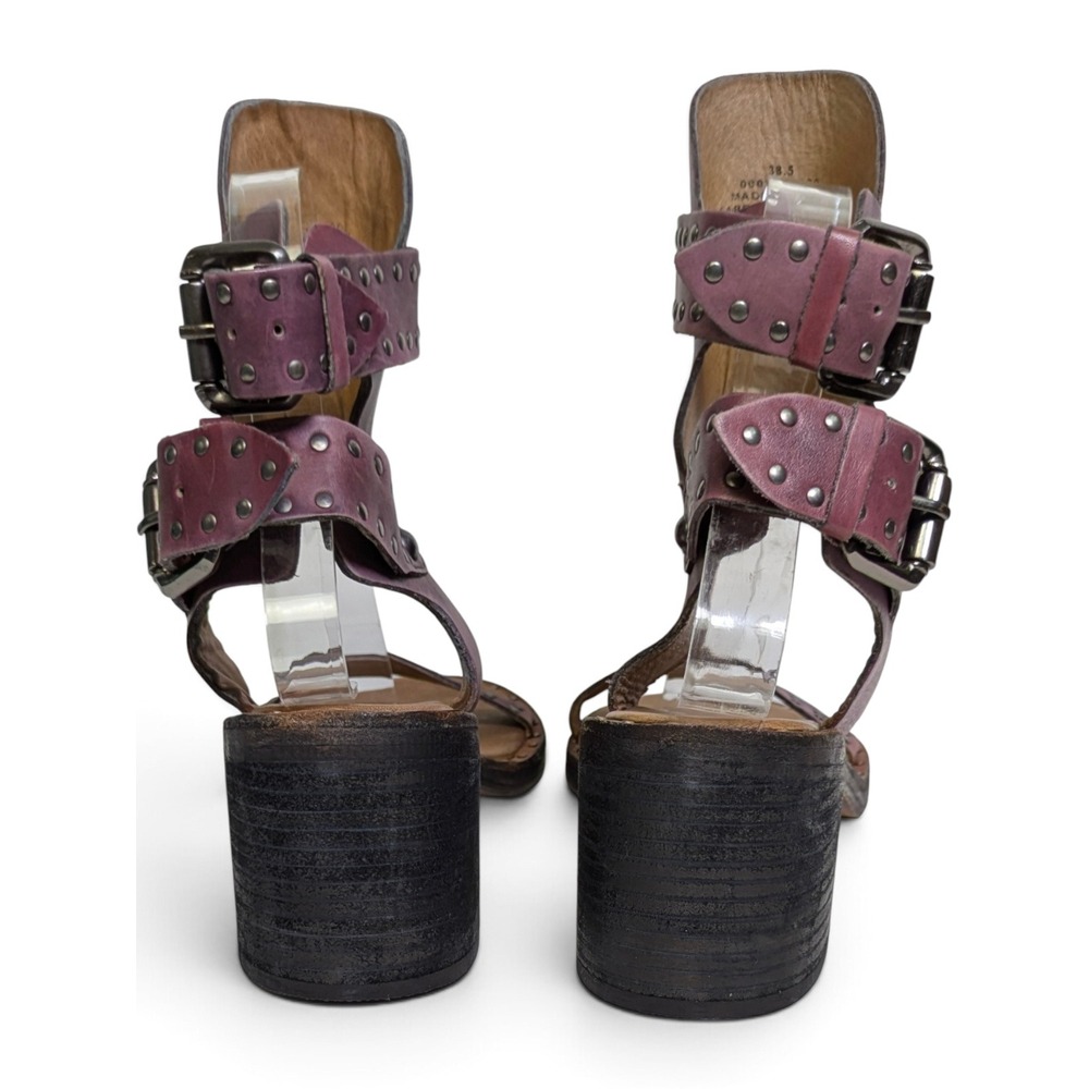 Free‎ People Happiness Purple Leather Studded Ankle Strap Heel Sandals 38.5 NWOB - Picture 7 of 13